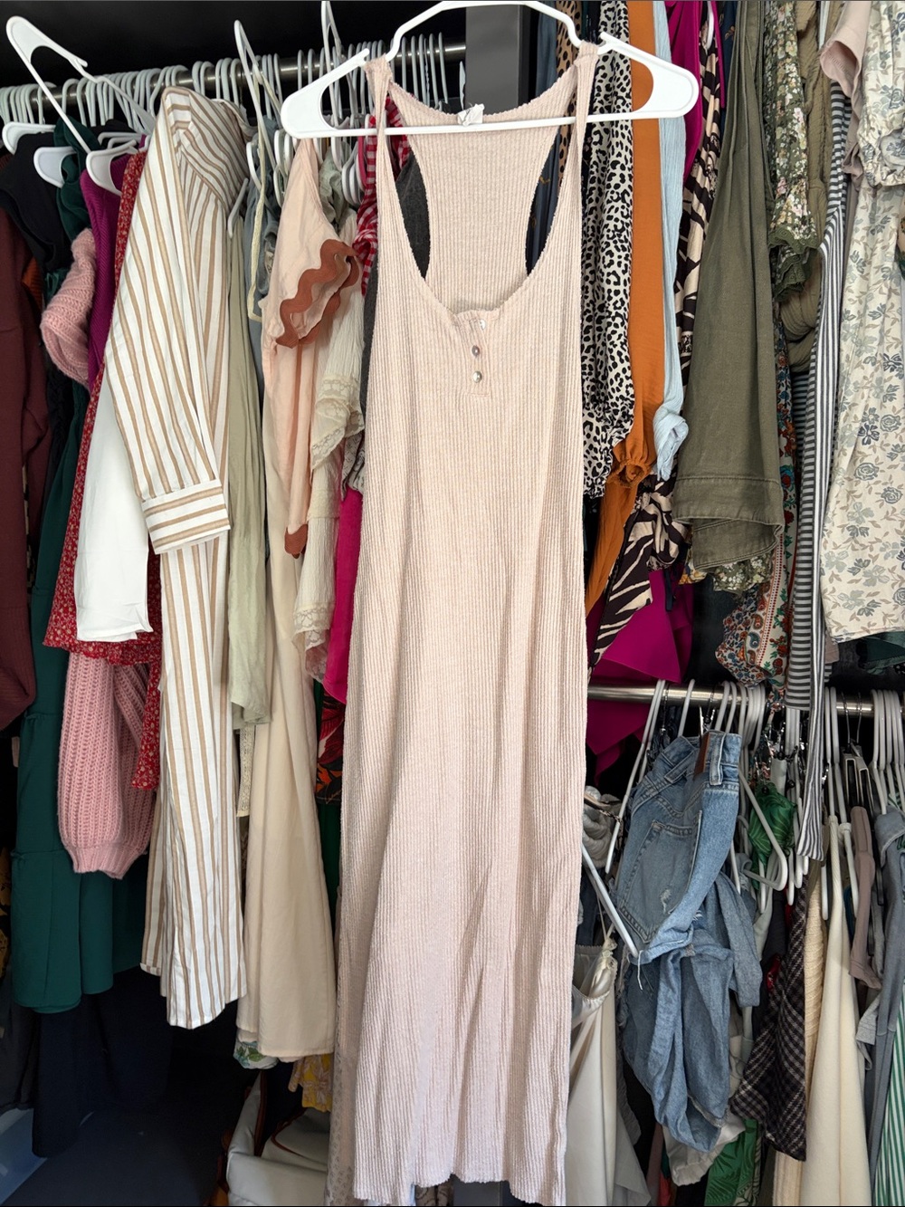 Vici Blush Pink Ribbed Maxi Dress